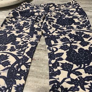 Loft, Marisa, size 10 p. blue flower linen pants